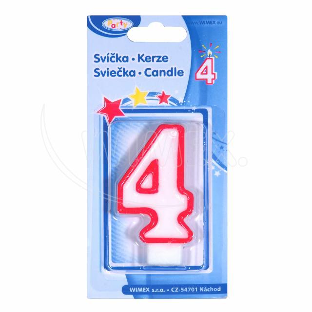 Svíčka číslová "4" 75mm [1 ks]