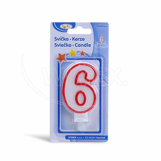 Svíčka číslová "6" 75mm [1 ks]