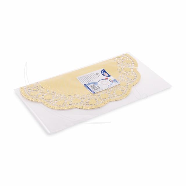 Dekorativní krajka kulatá zlatá Ø32cm [4 ks]
