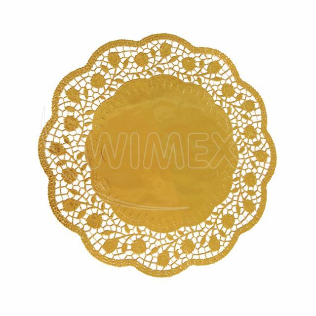Dekorativní krajka kulatá zlatá Ø32cm [4 ks]
