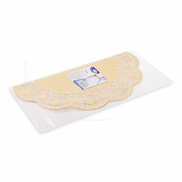 Dekorativní krajka kulatá zlatá Ø36cm [4 ks]