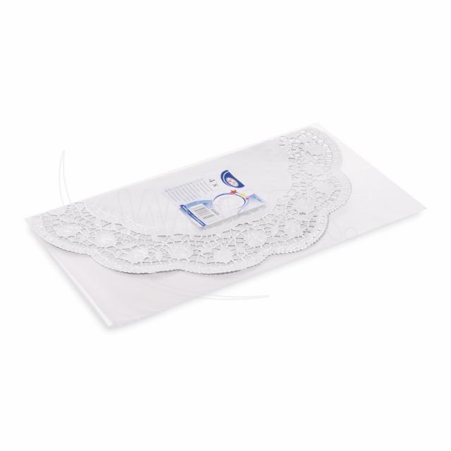 Dekorativní krajka kulatá stříbrná Ø36cm [4 ks]