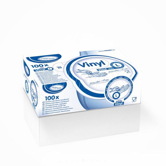 Rukavice vinylová bílá, nepudrovaná (velikost L) [100 ks]