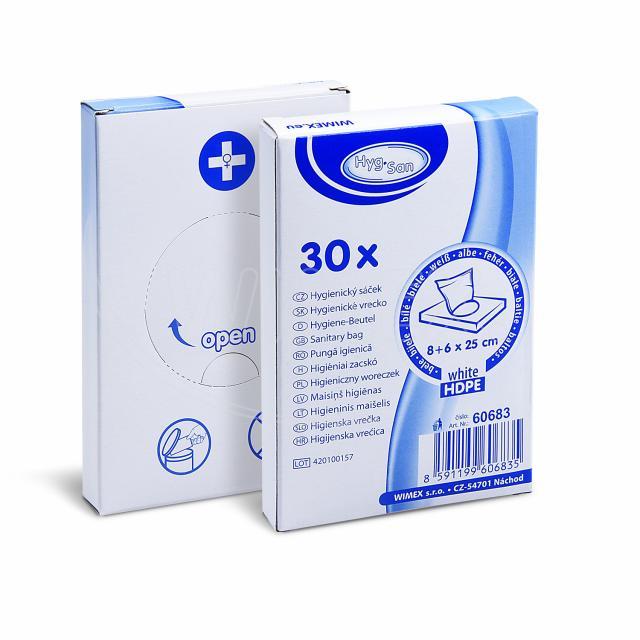 Hygienický sáček (HDPE) bílý 8+6 x 25 cm [30 ks]