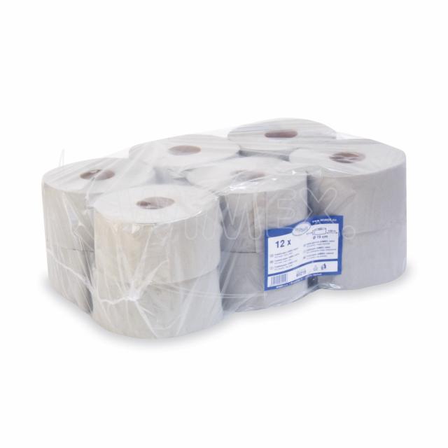 Toaletní papír 1vrstvý s ražbou natural `JUMBO` Ø19cm 130m [12 ks]