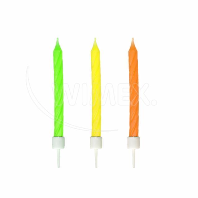 Narozeninová svíčka se stojánkem neon 60mm [12 ks]
