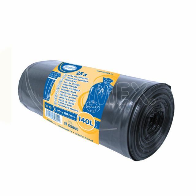 Pytel na odpadky (LDPE) Typ60 černý 90 x 110 cm 140L [25 ks]