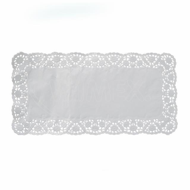 Dekorativní krajka (PAP) hranatá bílá 40 x 30 cm [100 ks]