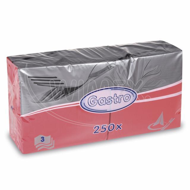 Ubrousek 3vrstvý, 40 x 40 cm červený [250 ks]