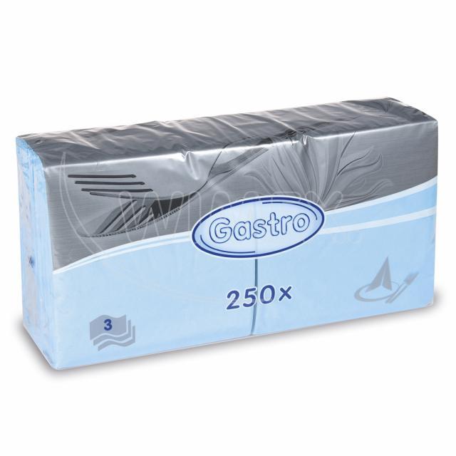 Ubrousek 3vrstvý, 40 x 40 cm světle modrý [250 ks]