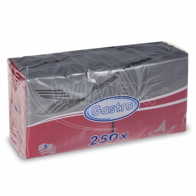 Ubrousek 3vrstvý, 40 x 40 cm bordový [250 ks]