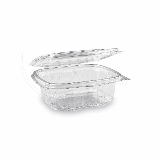 Miska hranatá průhledná s víčkem 375 ml (PET) [50 ks]