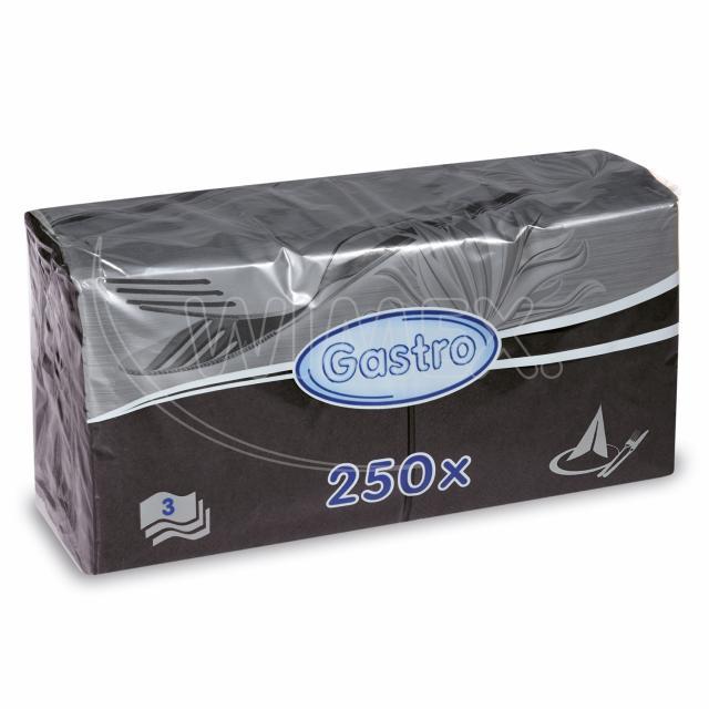 Ubrousek 3vrstvý, 40 x 40 cm černý [250 ks]