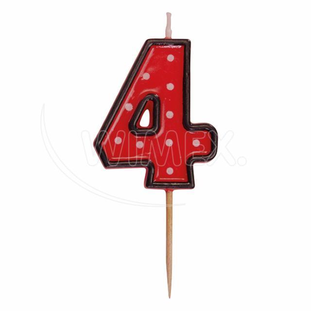 Svíčka číslová na špejli "4" 50 mm [1 ks]