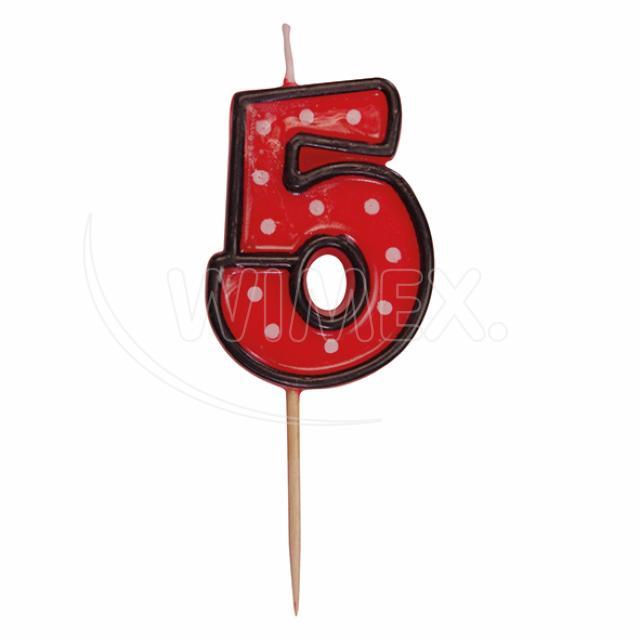 Svíčka číslová na špejli "5" 50 mm [1 ks]
