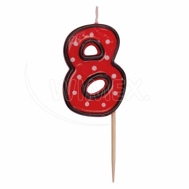 Svíčka číslová na špejli "8" 50 mm [1 ks]