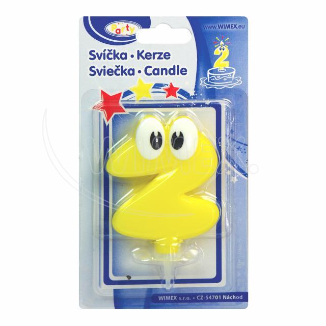 Svíčka číslová se stojánkem "2" 80mm [1 ks]