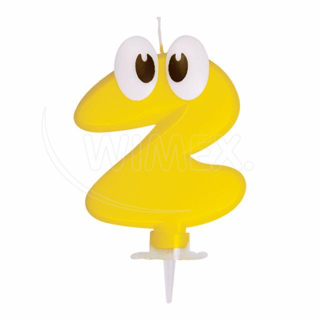 Svíčka číslová se stojánkem "2" 80 mm [1 ks]