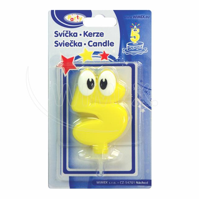 Svíčka číslová se stojánkem "5" 80mm [1 ks]