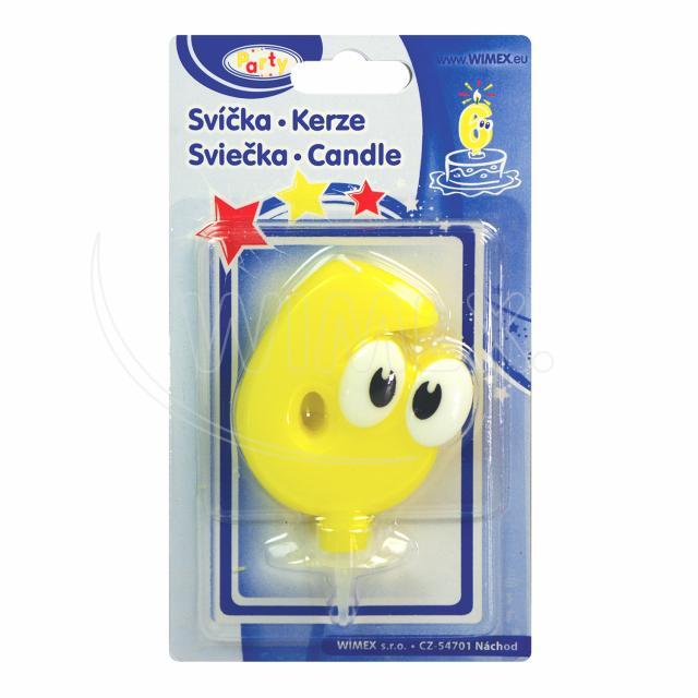 Svíčka číslová se stojánkem "6" 80mm [1 ks]