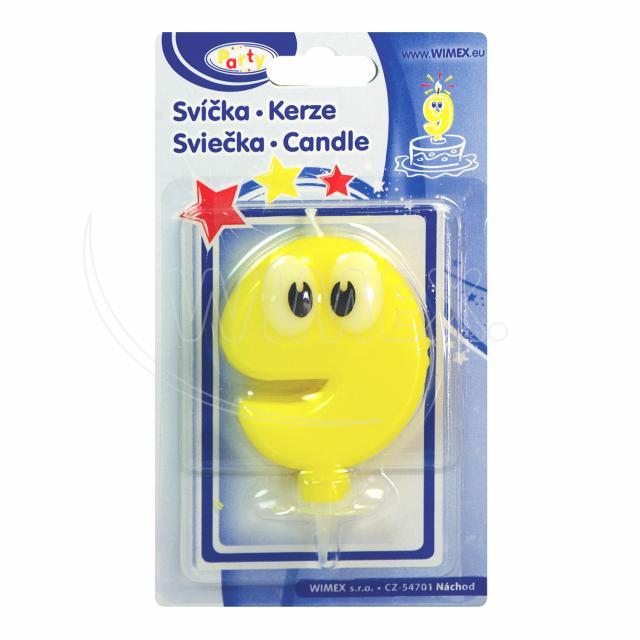 Svíčka číslová se stojánkem "9" 80mm [1 ks]