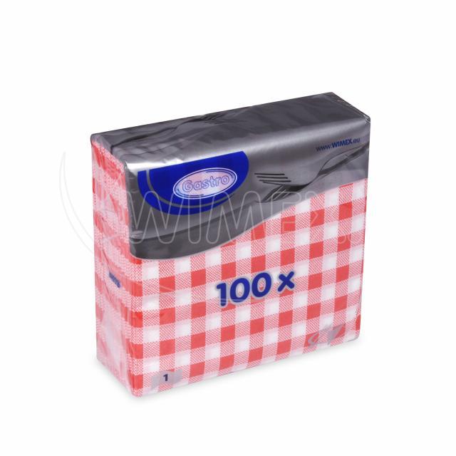 Ubrousek 1vrstvý, 33 x 33 cm KARO červený [100 ks]