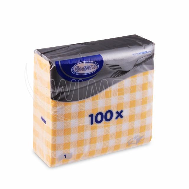 Ubrousek 1vrstvý, 33 x 33 cm KARO žlutý [100 ks]