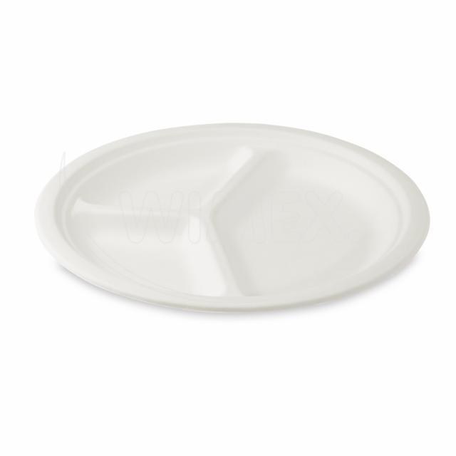 Talíř dělený na 3 porce BIO cukrová třtina Ø 26 cm [50 ks]