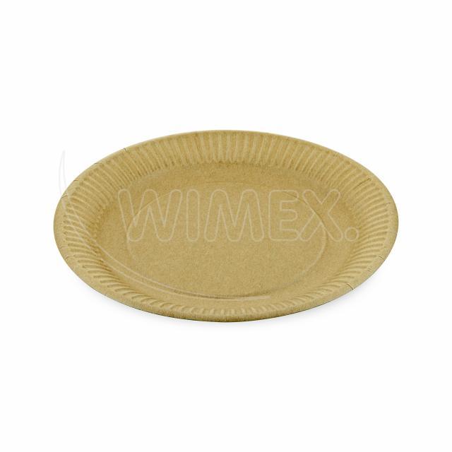 Papírový talíř mělký, hnědý Ø 23 cm, nepromastitelný [100 ks]