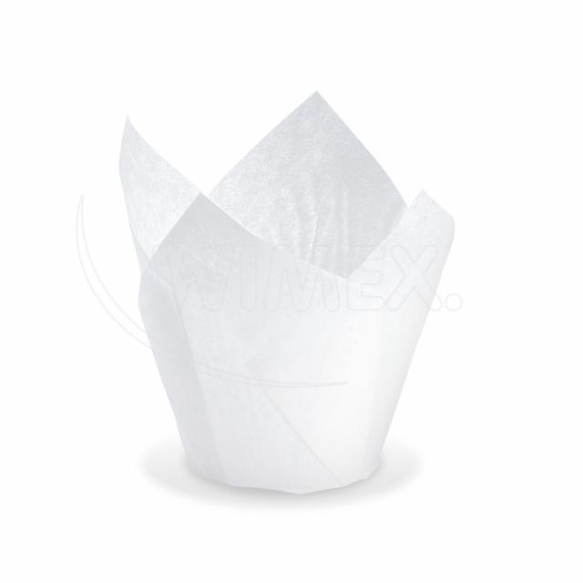 Cukrářský košíček TULIP bílý Ø 5 x 8,5 cm (16 x 16 cm) [100 ks]