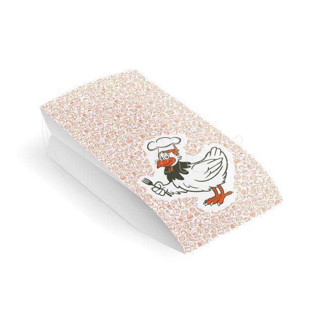 Papírový sáček (PAP/PE) 2vrstvý nepromastitelný na kuře 13+8 x 28 cm `1/1` [100 ks]