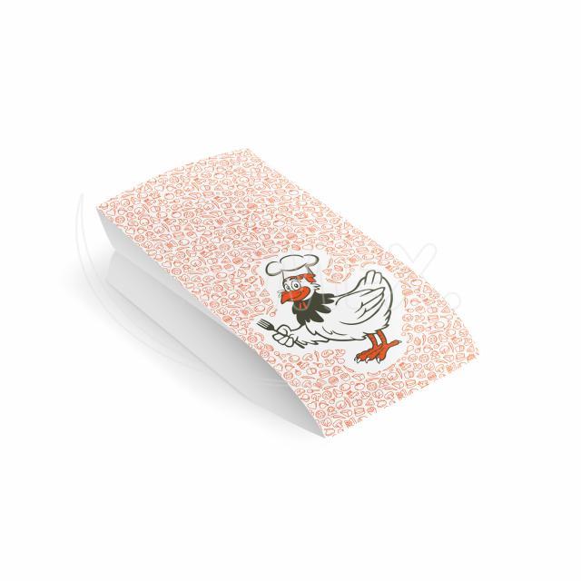 Papírový sáček (PAP/PE) 2vrstvý nepromastitelný na kuře 10,5+5,5 x 24 cm `1/2` [100 ks]