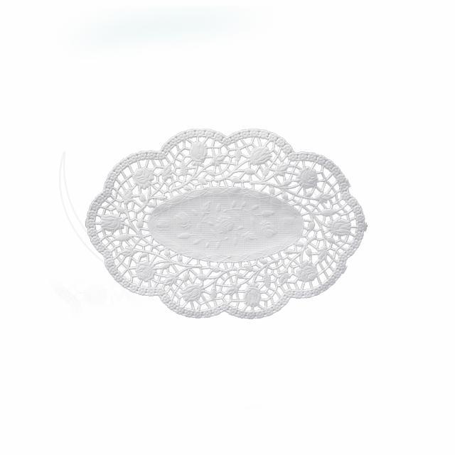 Dekorativní krajka (PAP) oválná bílá 18 x 13 cm [500 ks]