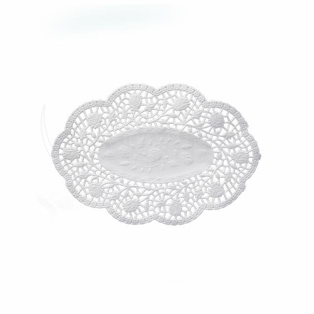 Dekorativní krajka (PAP) oválná bílá 22 x 15 cm [500 ks]