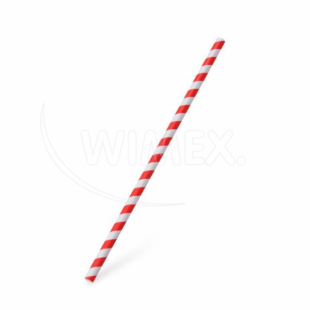Slámka papírová Spirála červená `JUMBO` Ø8mm x 25cm [100 ks]