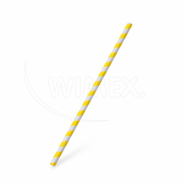 Slámka papírová Spirála žlutá `JUMBO` Ø8mm x 25cm [100 ks]