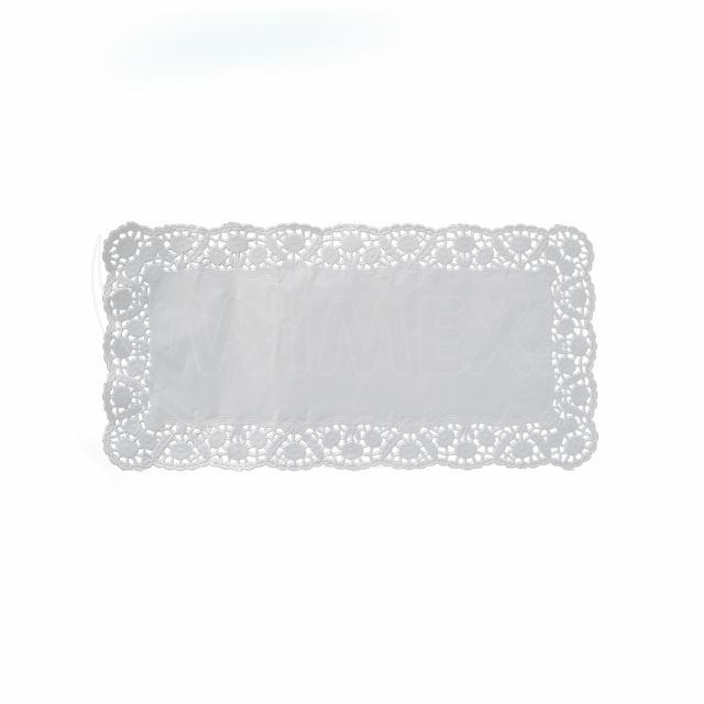 Dekorativní krajka (PAP) hranatá bílá 24 x 15 cm [100 ks]