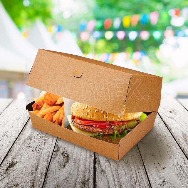 Box na burger Plus nepromastitelný kraft 19,5 x 13,5 x 10 cm [50 ks]