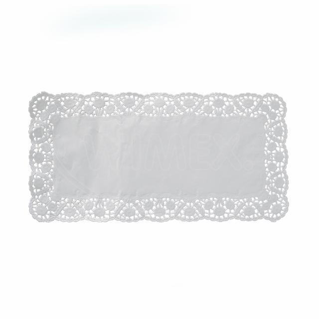 Dekorativní krajka (PAP) hranatá bílá 38 x 25 cm [100 ks]