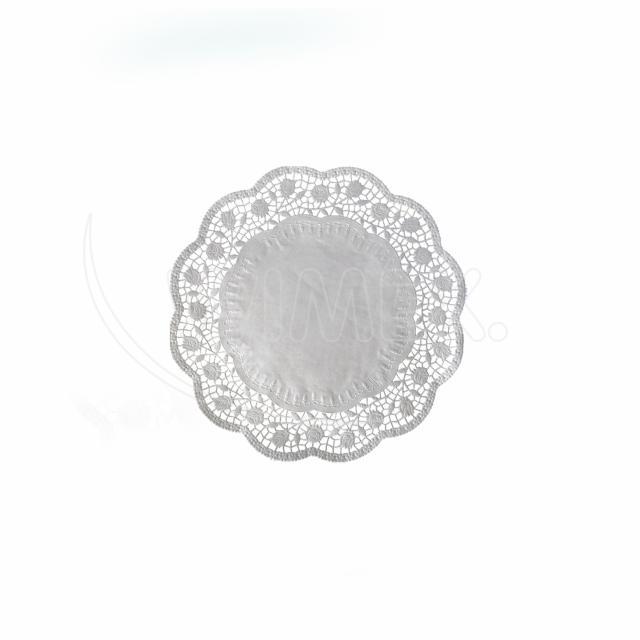 Dekorativní krajka (PAP) kulatá bílá Ø10cm [500 ks]