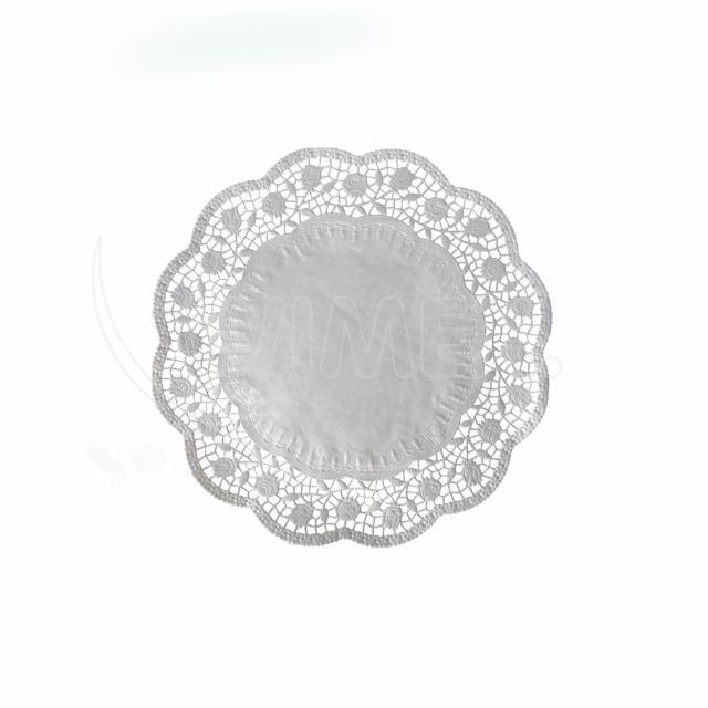 Dekorativní krajka (PAP) kulatá bílá Ø20cm [100 ks]