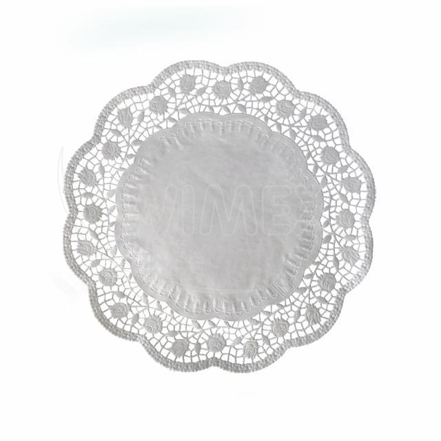 Dekorativní krajka (PAP) kulatá bílá Ø28cm [100 ks]