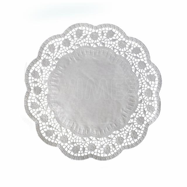Dekorativní krajka (PAP) kulatá bílá Ø30cm [100 ks]