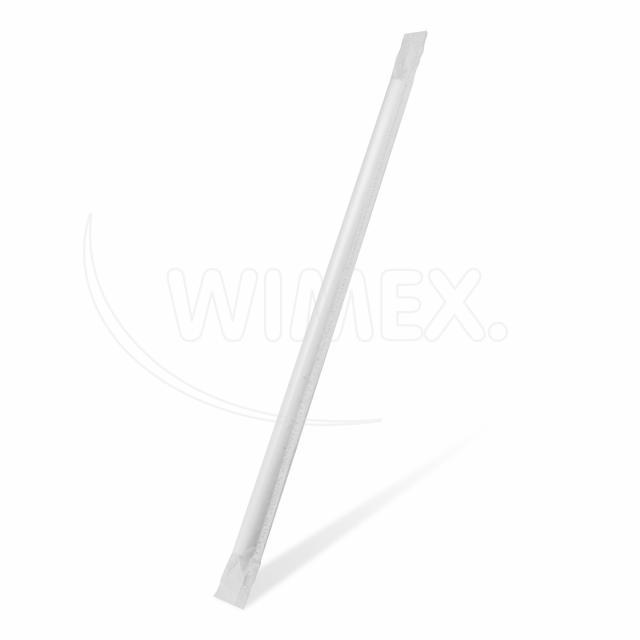 Slámka papírová bílá `JUMBO` Ø8mm x 25cm jednotlivě balená [100 ks]