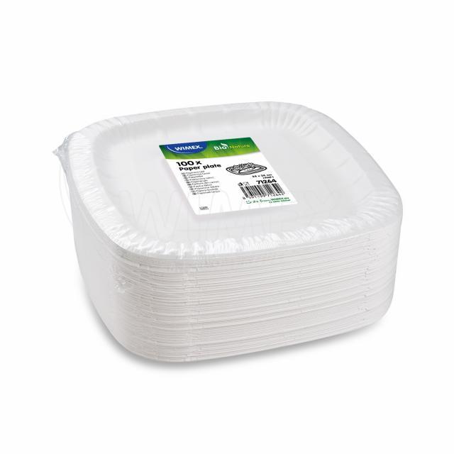 Papírový talíř čtvercový bílý 24 x 24 cm [100 ks]