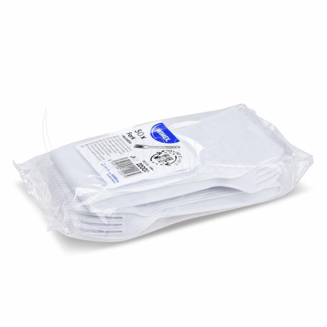 Vidlička (PP) znovu použitelná bílá 18,5cm [50 ks]