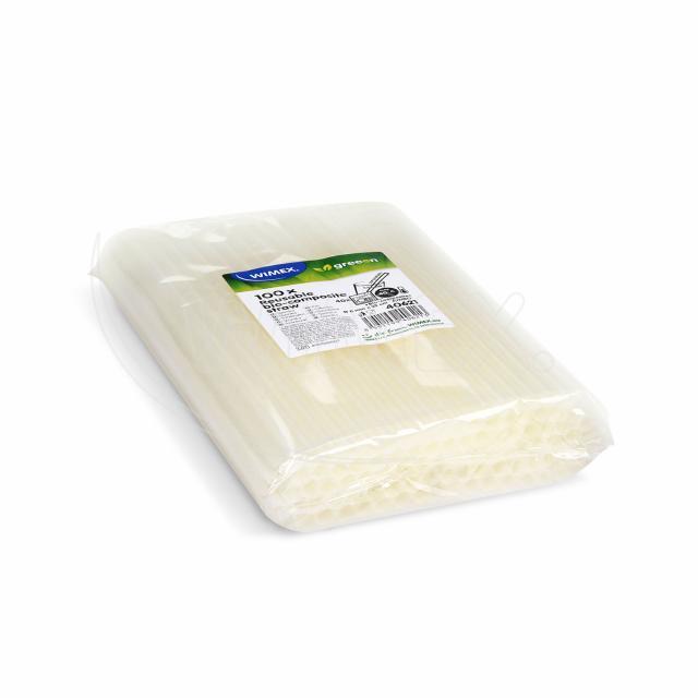 Slámka (bio-kompozit) přírodní hnědá `JUMBO` Ø8mm x 25cm [100 ks]