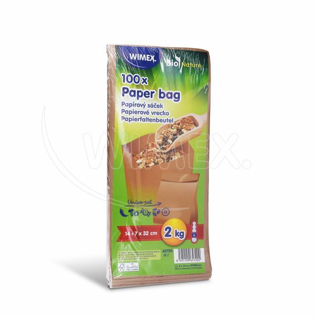 Papírový sáček (FSC Mix) s bočním skladem hnědý 14+7 x 32 cm `2kg` [100 ks]