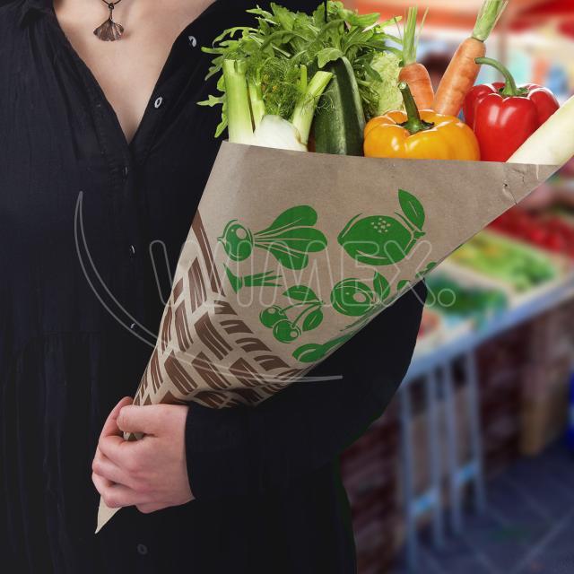 Papírový kornout hnědý 34 x 34 cm `1000g` vázaný [1000 ks]