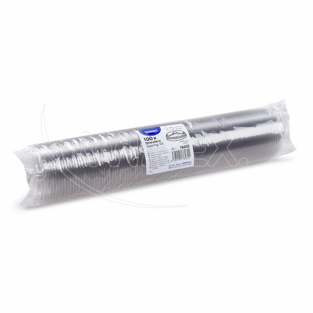 Víčko s otvorem na pití (rPET) bez slámky průhledné pro kelímek Ø90mm [100 ks]